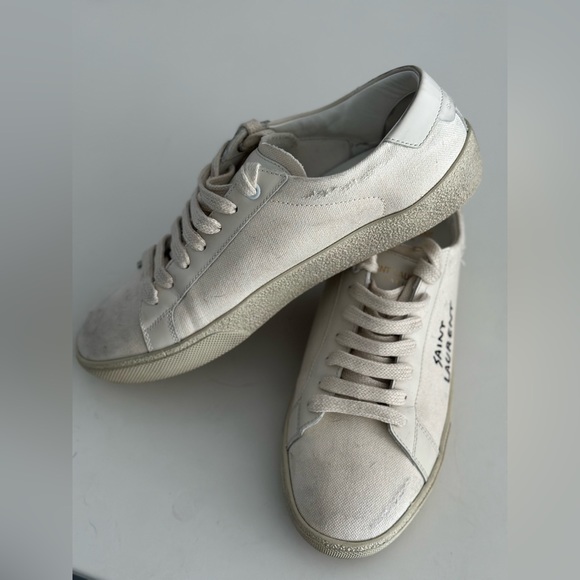 SAINT LAURENT COURT CLASSIC SL/06 EMBROIDERED SNEAKERS IN CANVAS AND LEATHER - Picture 9 of 11